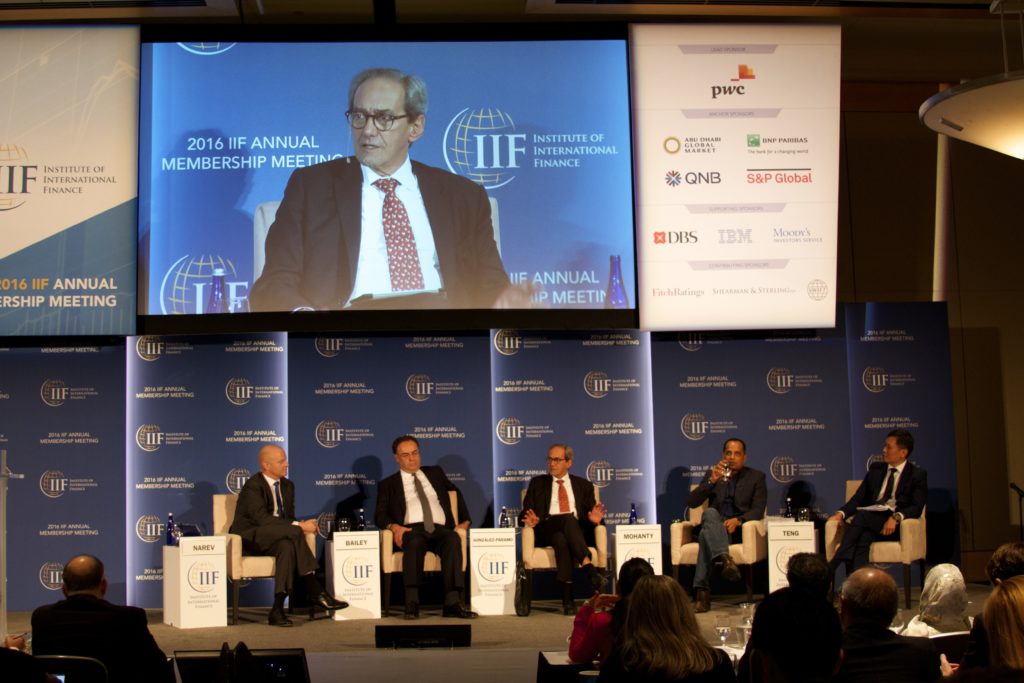 Ian Narev, Chief Executive Officer of Commonwealth Bank; Andrew Bailey, CEO of the U.K.’s Financial Conduct Authority;José Manuel González-Páramo, BBVA’s Executive Director; Sopnendu Mohanty, Chief FinTech Officer of the Monetary Authority of Singapore (MAS);and Richard Teng, CEO of the Financial Services Regulatory Authority, Abu Dhabi Global Market.