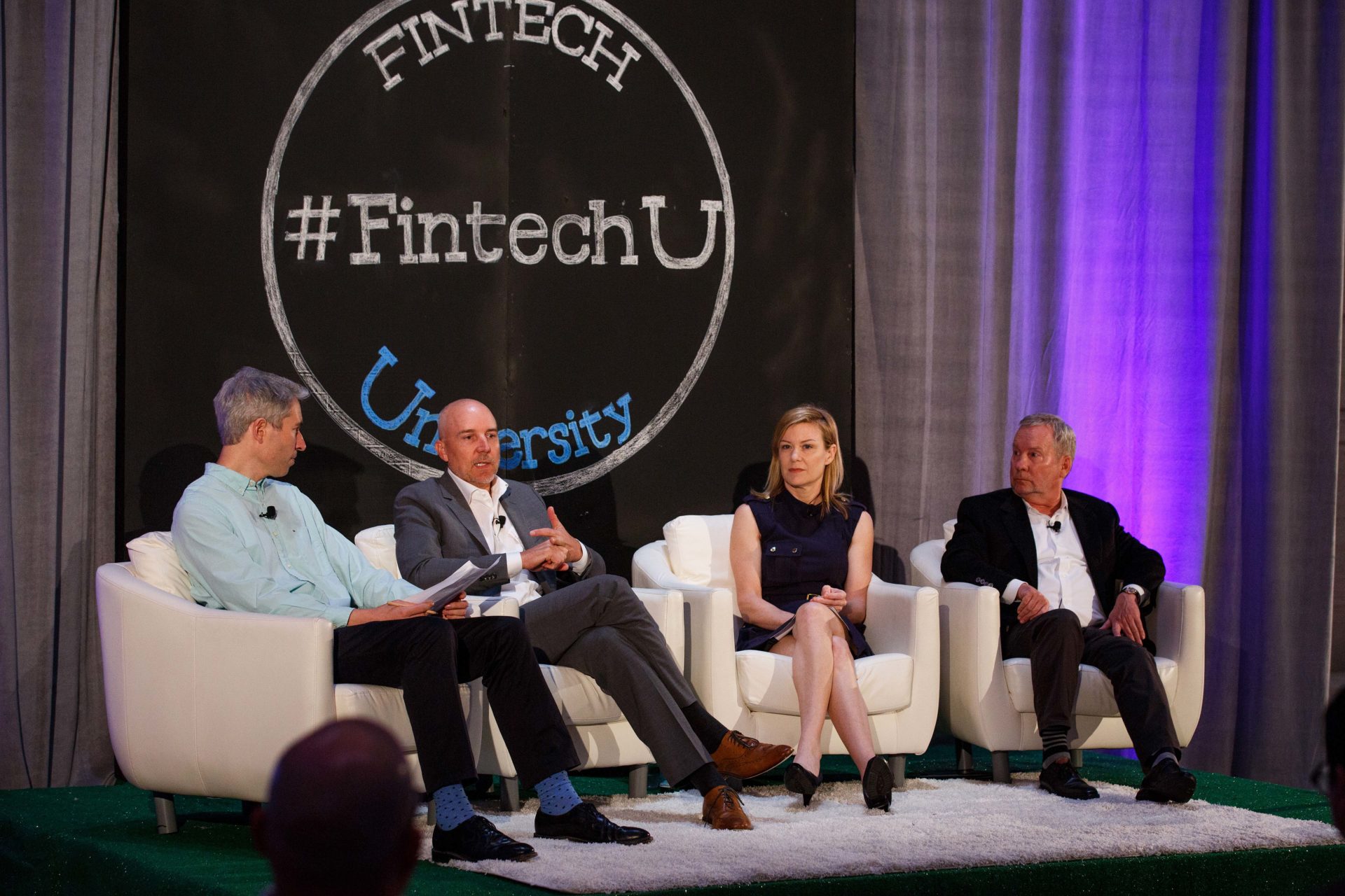 A photo of the Regulation and Banking Relationships panel at Fintech University.