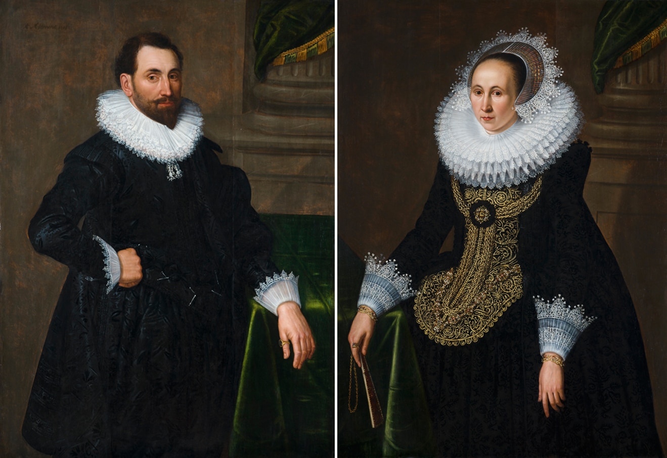 Picture of Portrait of a Gentleman and Portrait of a Lady by Michiel J. van Mierevelt
