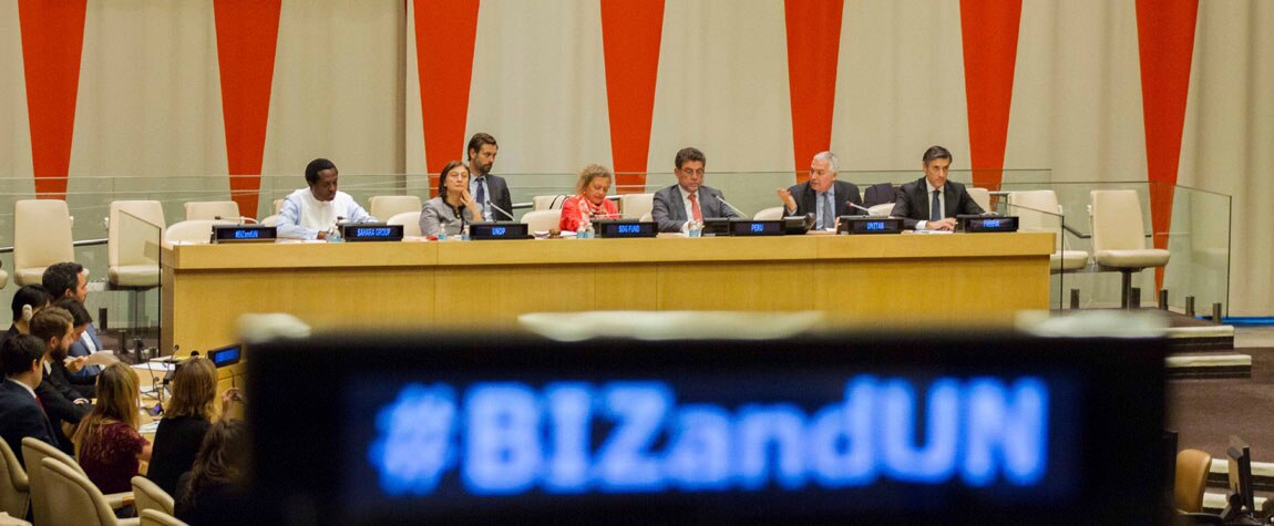 Javier M. Flores, CEO of the BBVAMF, during the presentation of the SDG Fund Report at the Headquarters of United Nations Picture of Javier M. Flores, CEO of the BBVAMF, during the presentation of the SDG Fund Report at the Headquarters of United Nations
