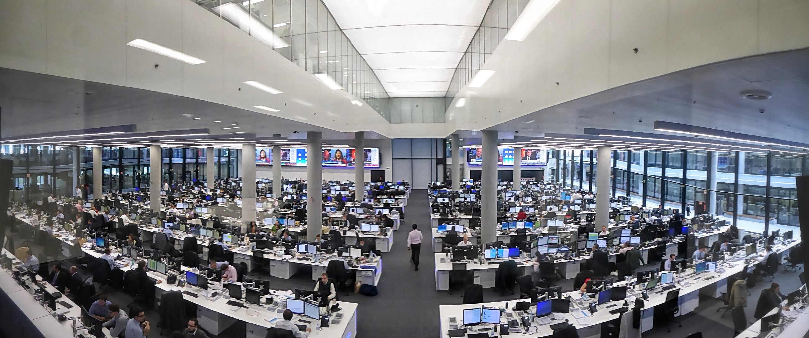 Panoramic views of BBVA Treasury rooom in Madrid
