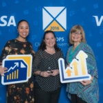 BBVA Compass' Melissa Smith (middle) and Wanda Birge (right) pose with Madolyn Street, Visa DSP Account Manager, at the 2016 Visa DPS Client Achievement award ceremony.