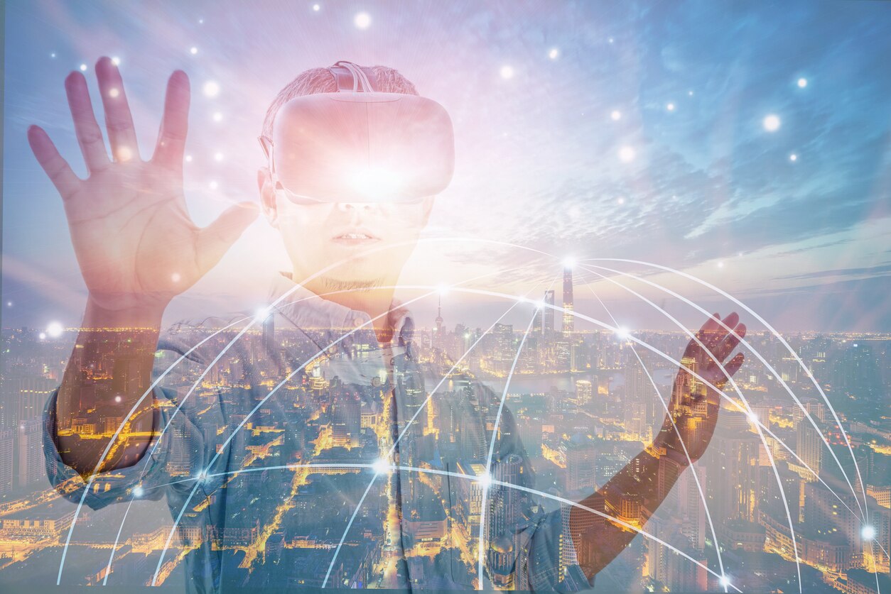 RESOURCE teletransporte Iot fitnech tech technology innovation conection google glasses virtual reality realidad virtual Man wearing vr headset