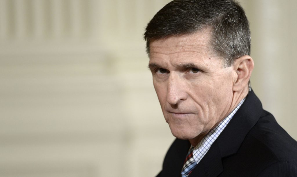 Michael Flynn, National Security Advisor to U.S. President Donald J. Trump, attends a press conference with Japanese Prime Minister Shinzo Abe in the White House in Washington, DC-resource