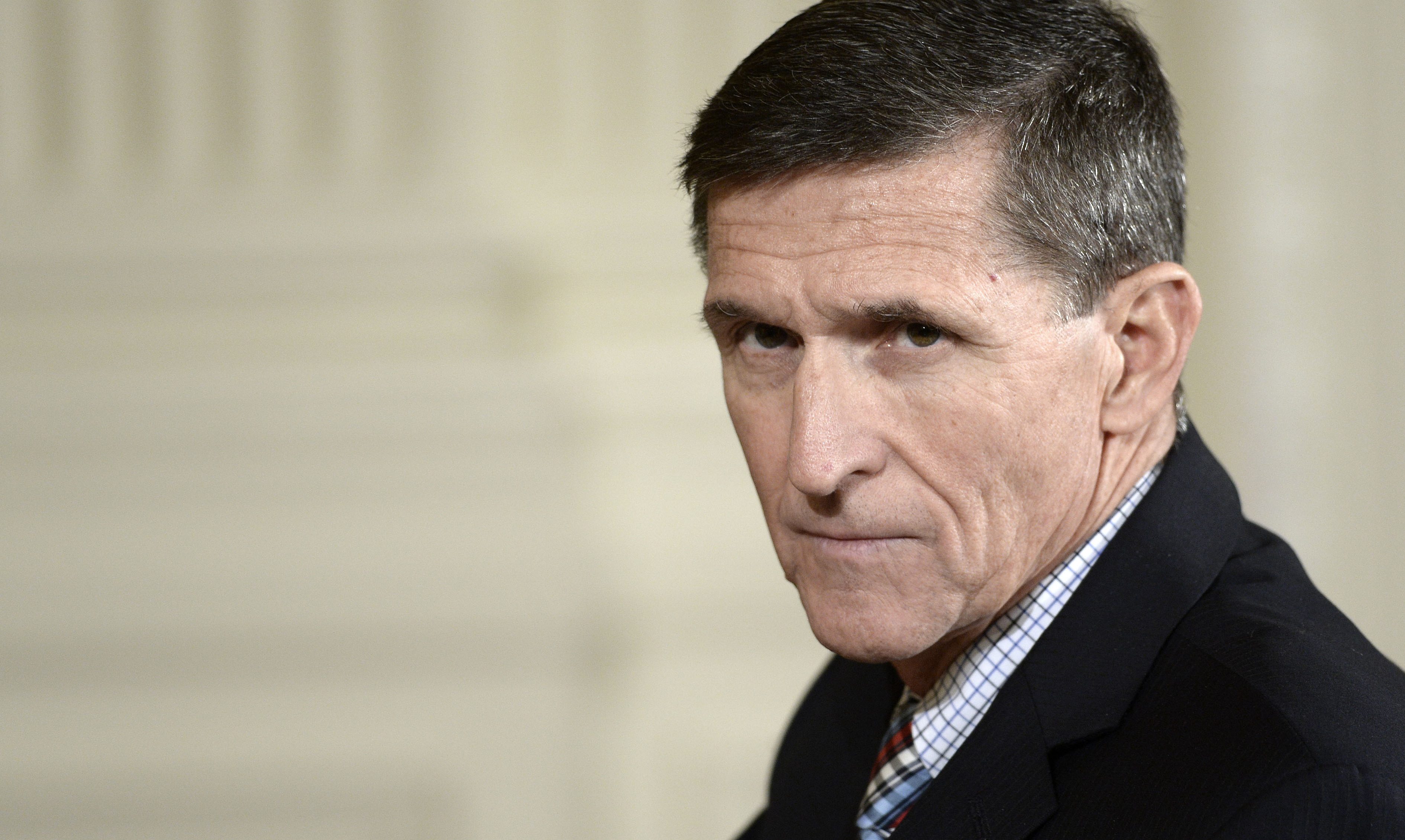 Michael Flynn, National Security Advisor to U.S. President Donald J. Trump, attends a press conference with Japanese Prime Minister Shinzo Abe in the White House in Washington, DC-resource