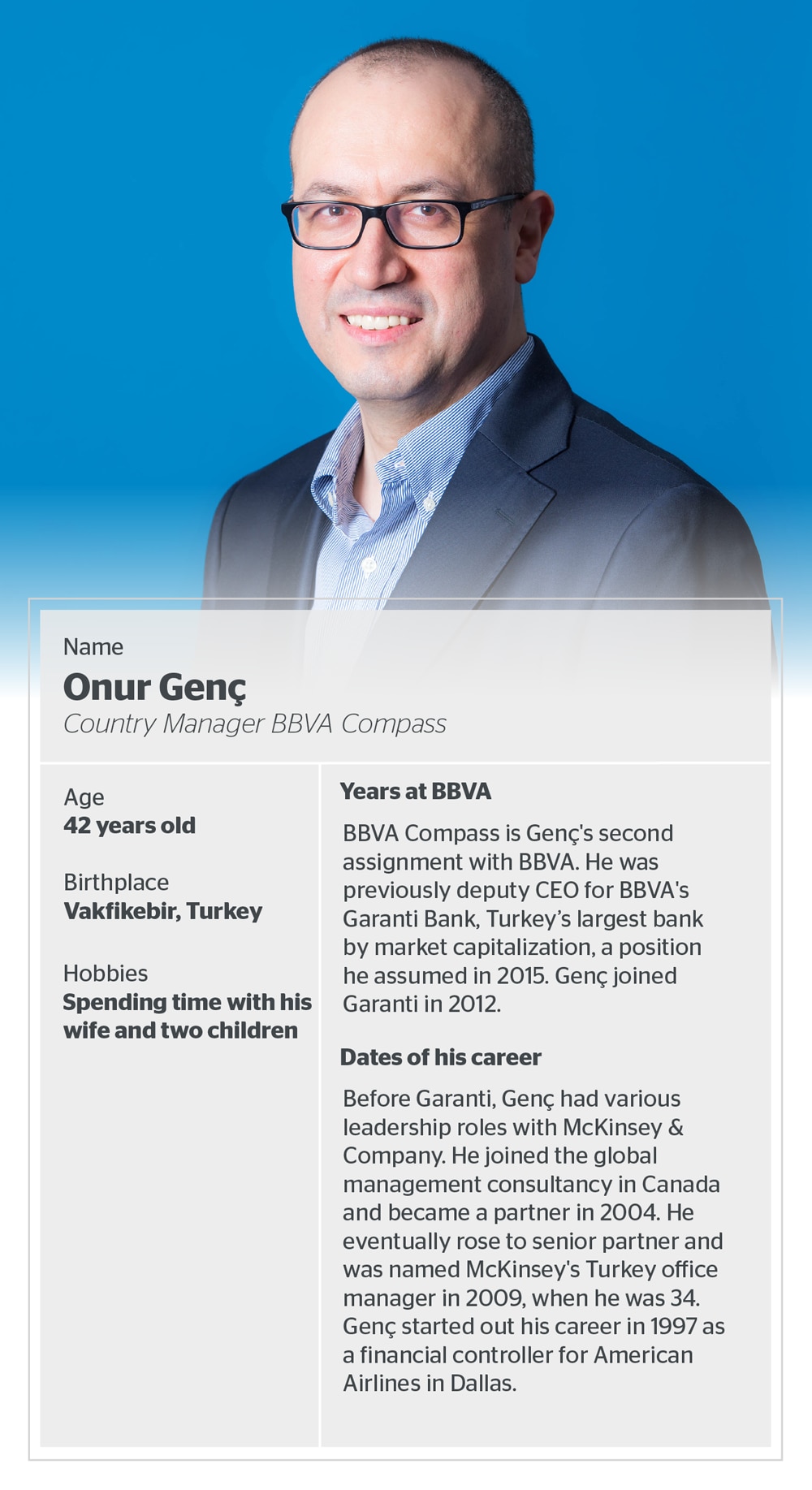 BBVA Compass President and CEO Onur Genç sees a wealth of opportunity for BBVA in the U.S. BBVA Compass President and CEO Onur Genç