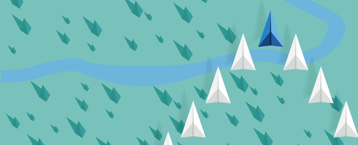 Picture of paper planes on green wallpaper
