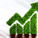 3d rendering of green line chart with blurred background. 3d rendering of green line chart with blurred background.